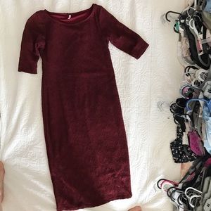 Burgundy Red Lace Midi Maternity Dress